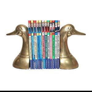 1970's PAIR OF HEAVY SOLID BRASS DUCK HEADS, VINTAGE COLLECTIBLE BOOKENDS